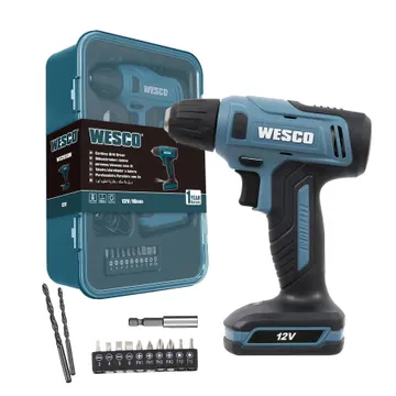 Furadeira e Parafusadeira Wesco WS2550K a Bateria 12V 3/8" com Carregador e Acessórios